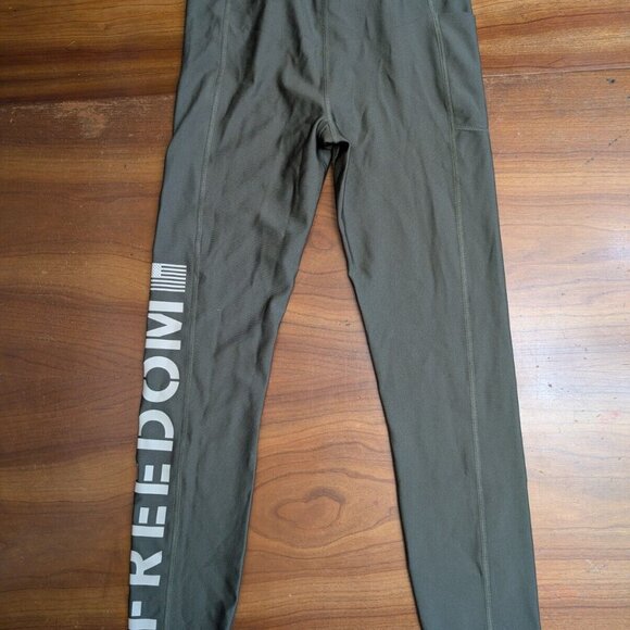 Under Armour Leggings Pants Small Green Compression Freedom Heatgear Gym Yoga UA - Picture 2 of 10